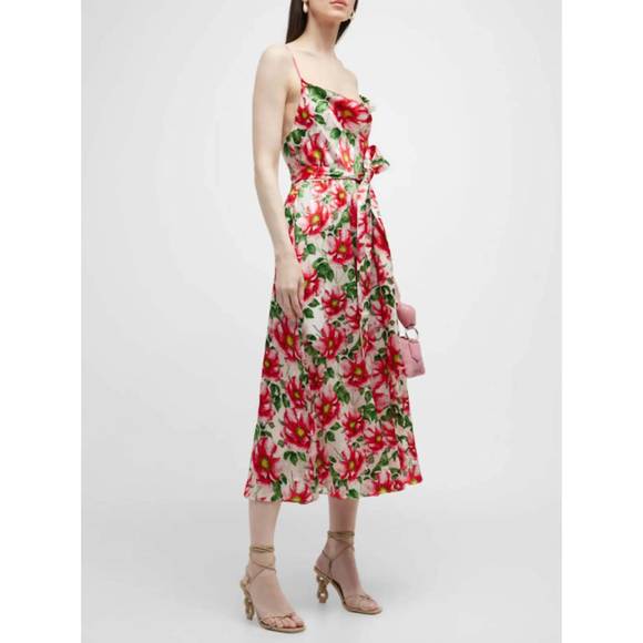 NEW ALICE + OLIVIA samantha cowl midi dress in high tea floral - Picture 3 of 4
